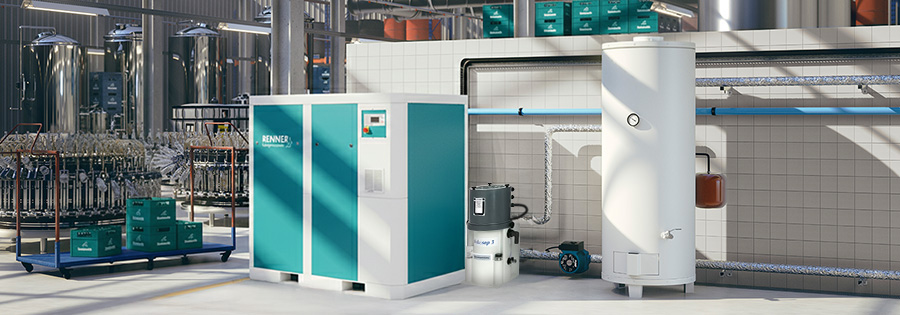 Druckluftanlage von Atlas Copco in einer Industrieumgebung